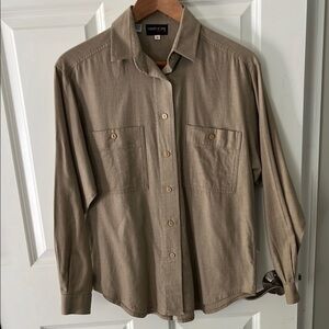 CrazyHorse Tan Cotton Button Down Shirt size medium